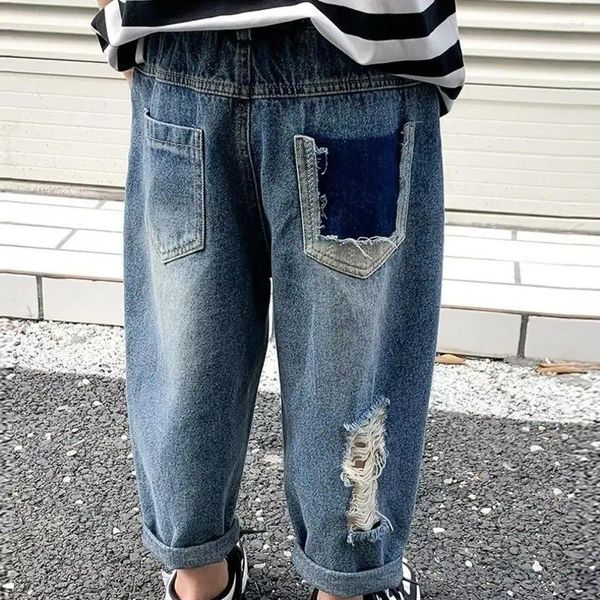 Jeans da uomo Pantaloni da bambino primaverili e autunnali per ragazzi Fori Abbigliamento per neonati Versione coreana Trendy