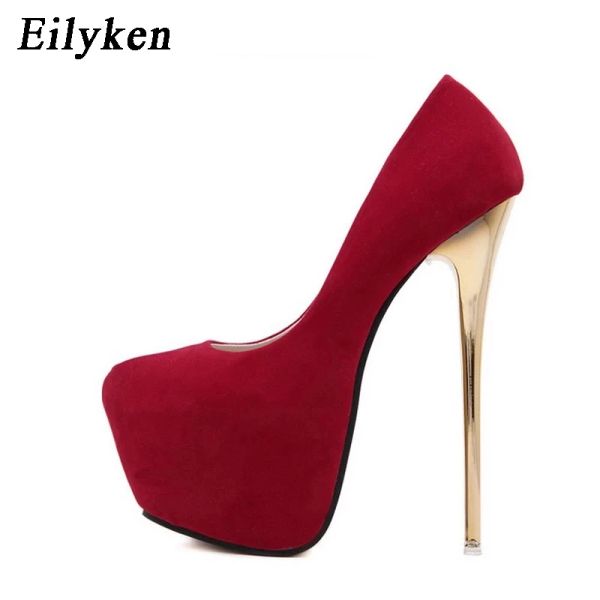 Boots Eilyken Sexy Big Red Wedding Party Feetish Woman Pumps Pumps Platform Platform Platform Стрипчер 16 см Супер Стилетто Высокие каблуки обувь