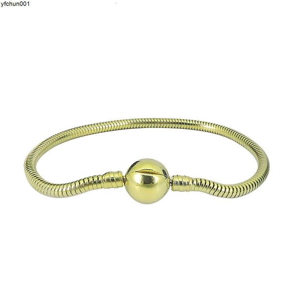 Mais vendido panjia titânio aço grande buraco frisado acessórios diy corrente básica 3mm pulseira de osso de cobra 18k ouro menina