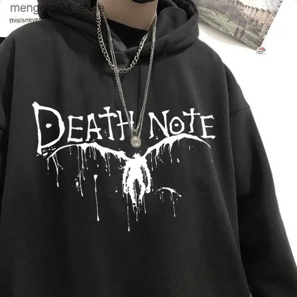 Moletons masculinos Moletons Anime Japonês Death Note Hoodie Homens Fleece Moletom Sudadera Ryuk Shinigami Com Capuz Harajuku Kawaii Sportswear Manga Q240322