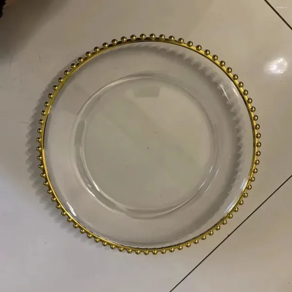 Vassoi da tè Piatti trasparenti per caricabatterie con bordo in rilievo Piatto da pranzo rotondo in plastica acrilica sfusa decorativo 20 pezzi