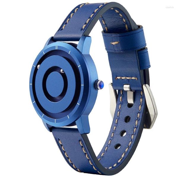 Relógios de pulso eutour inovador azul ouro magnético metal multifuncional relógio masculino moda esportes quartzo simples homens relógios reloj