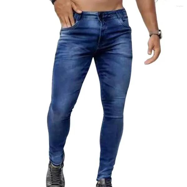 Jeans masculinos homens calças jeans rasgar resistente lavável slim-fitting todos os fundos de jogo para uso diário festa escola