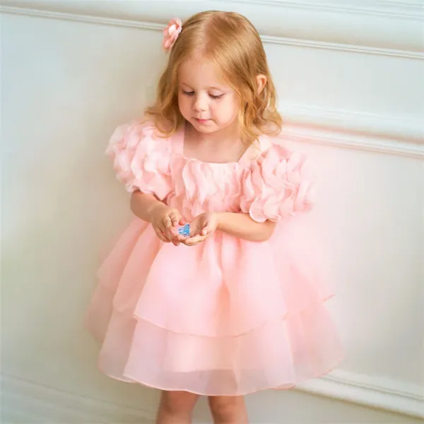 Mädchen Kleider Baby Mädchen Puffärmel Für Party Hochzeit Spitze Kuchen Tutu Kleinkind 1. Geburtstag Prinzessin Taufe Kleid