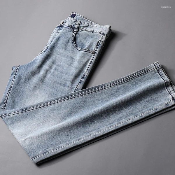 Herren-Jeans, Sommerkollektion 2024, bequem, atmungsaktiv, elastisch, Baumwollstoff, modisch, Denim, leicht