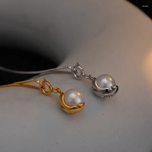 Ciondoli MLKENLY Collana semplice e versatile con perline di conchiglia per ragazze con senso avanzato S925 Catena in argento sterling Piccola folla