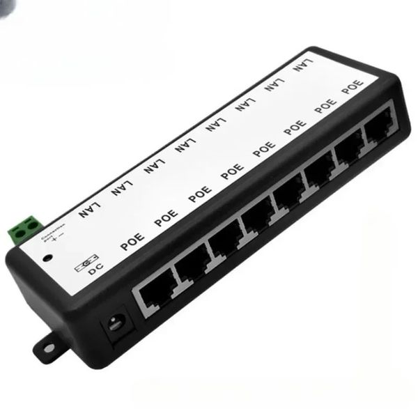 2024 injetor poe 4 portas 8 portas divisor poe para câmera poe de rede cctv alimentação sobre ethernet ieee802.3af 12v-48v ap sem fio