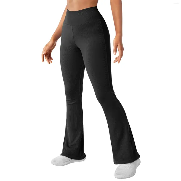 Damen-Hosen, Damen-Stretch-Yoga-Leggings, Fitness, Laufen, Fitnessstudio, Sport, in voller Länge, aktive Schlaghose, Pantalon Taille Elastique Femme