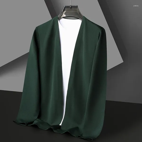 Jaquetas masculinas estilo coreano homens básicos cardigan casaco verde preto cinza cáqui marinho café suor masculino lazer aconchegante outerwear primavera outono