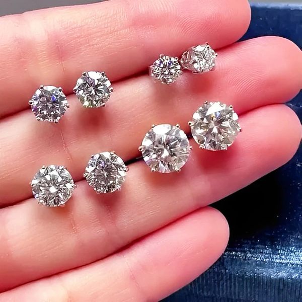 Brincos de diamante premium 052ct para mulheres, brinco original de prata esterlina 925, parafuso traseiro, 240228