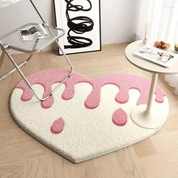 Tappeti tappeti a forma di cuore tappeto da bagno divertente grazioso bagno decorazioni da bagno tappeti per la doccia valentino retro funky camera da letto funky estetica divertimento preppy fresco a pezzi