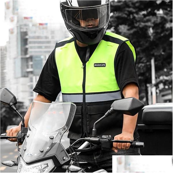 Abbigliamento da motociclista Gilet da motociclista Uniforme da lavoro riflettente di sicurezza Gilet fluorescente Giacca da moto Alta visibilità Notturna Lucida Avvertenza Otmb8