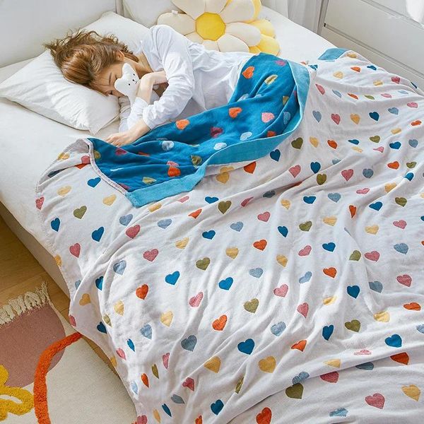 Одеяла, хлопковое одеяло, марлевое полотенце, чехол для дивана Love, летнее прохладное одеяло, одноместное двуспальное покрывало, повседневное, мягкое дышащее