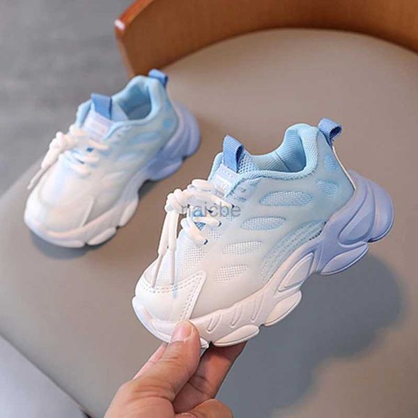 Sneakers Scarpe sportive per bambini ragazzi e ragazze scarpe da corsa traspiranti colore sfumato blu baby scarpe sportive per bambini adatte per 2-7 anni 240322