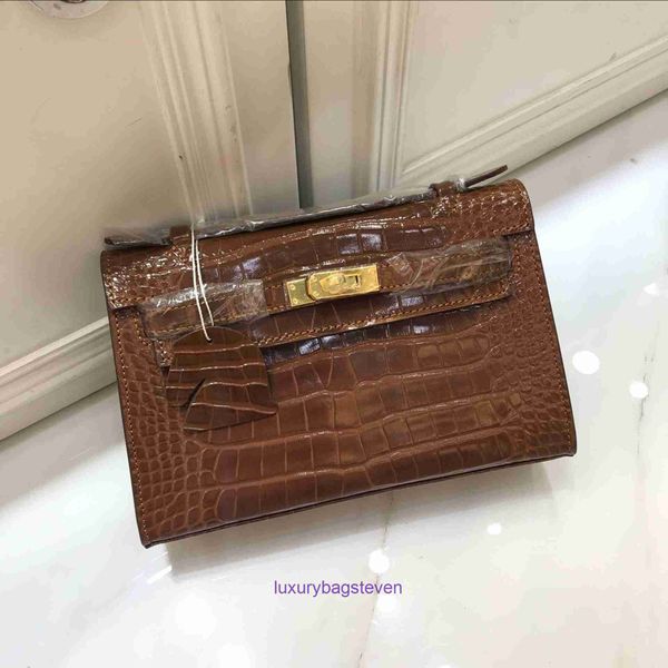 Hremms Kelyys Top Luxury Designer Bag Womens Fashion Crocodile Skin Bolsa Saco Crocodilo Crocodilo Crocodilo Couro com Logo Real