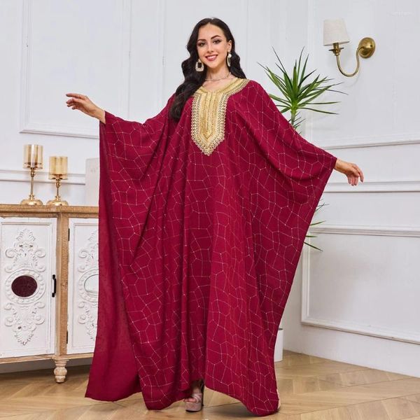 Roupas étnicas Dubai Vermelho Luxo Prom Dress 2024 Mulheres Muçulmanas Abraços Eid Fechado Abaya Islâmico Ramadan Roupas Oversized Robe Uae Oração