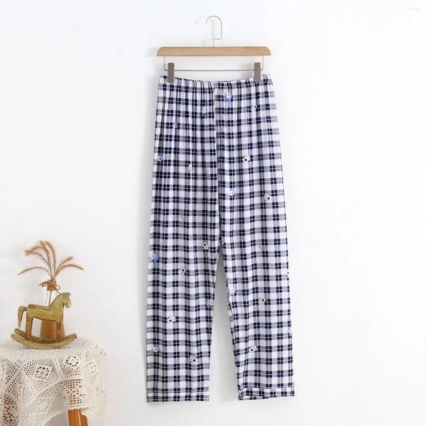 Pantaloni da notte da uomo Pantaloni da uomo Mazzo di piedi Coreano Allentato Plaid nero Estate Harajuku Studenti Streetwear Pantaloni lunghi Harem Donna Chic