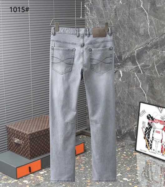 Jeans da uomo Uomo 2024 BC Lavato Casual Elastico Moda Dritto Lungo Slim Fit Piedi Pantaloni Etichetta in pelle personalizzata Italiano Vecchi soldi