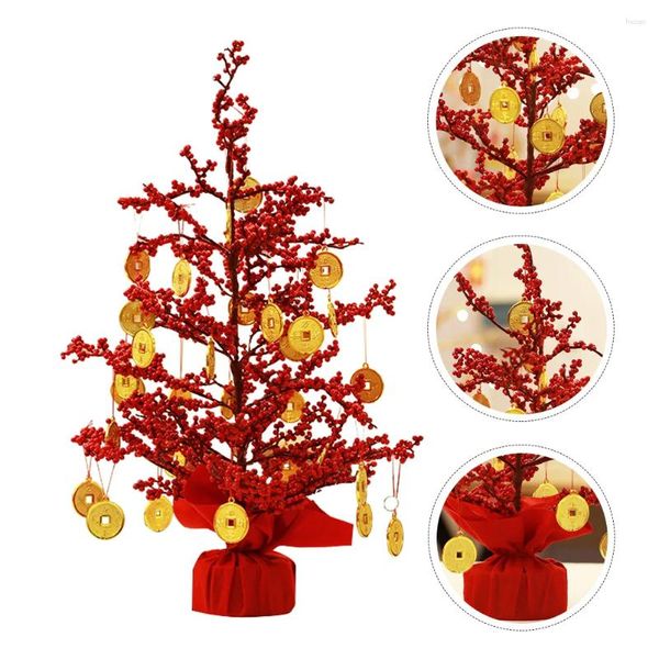 Flores decorativas ano chinês decoração árvore ornamentos mesa feng shui adorno de mesa plástico casa festival primavera