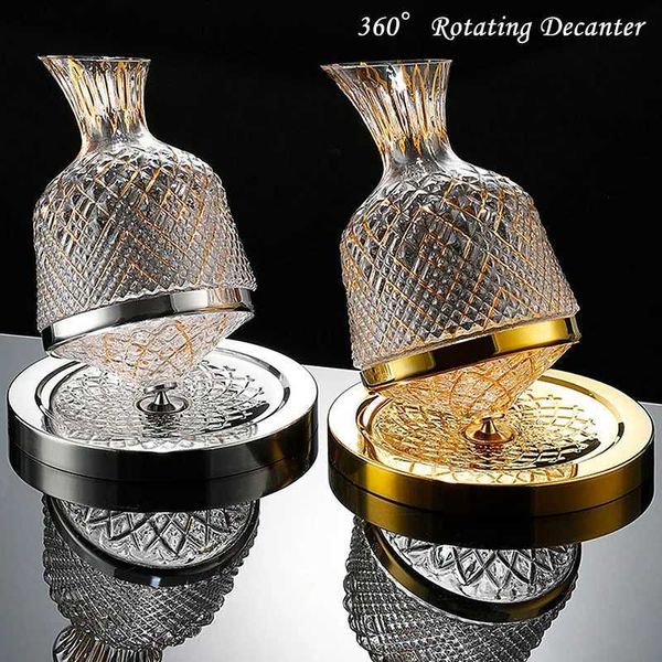 Bar Tools High Grade Crystal Glass Decanter 360 Rotating Tumbler 1500ml Dispenser Champagne Whisky Wine Bottle Gift Bar Decore Glassware 240322