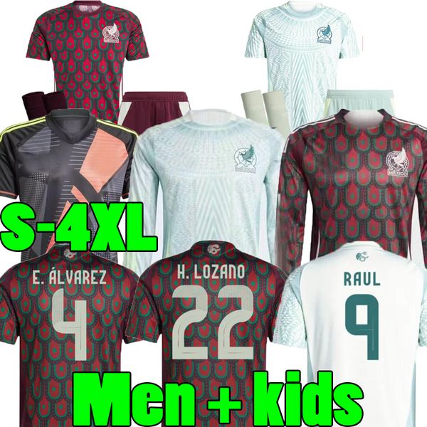 Xxxl 4xl Messico 2024 Copa America Raul Chicharito Maglie da calcio 2025 Lozano dos santos 24 25 Woman H.Lozano uomini portiere per bambini magliette da calcio a manica lunga