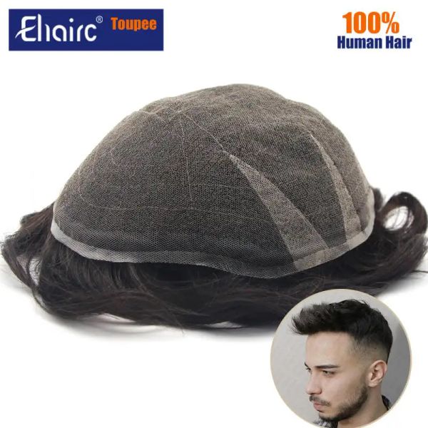 Toupet AIRLace|Sistema capillare Full Swiss Lace per uomo 80% ultra morbido e confortevole, preferito dalle protesi per capelli maschili nordamericane