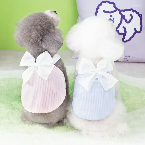 Cão vestuário gatos e cães bonito arco elástico colete casaco teddy bear fino primavera verão atacado filhote de cachorro traje designer roupas