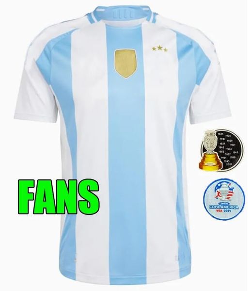 Novo 2024 2025 Argentina Soccer Jerseys Fãs Versão Messis Mac Allister Dybala di Maria Martinez de Paul Maradona Men Cirta de futebol feminino Blue 24 Kids Kit 2967