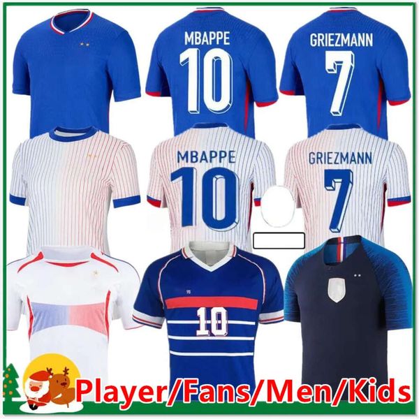 Clube Francês Conjuntos Completos 2024 Benzema Camisas de Futebol 24 25 GIROUD MBAPPE GRIEZMANN SALIBA PAVARD KANTE Maillot De Foot Equipe Maillots Homens Mulheres / Crianças Kit