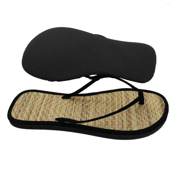 Sapatos casuais 2024 mulheres chinelos planos chinelos confortáveis antiderrapantes sandálias de bambu rattan flip flop casa banheiro moda zapatos