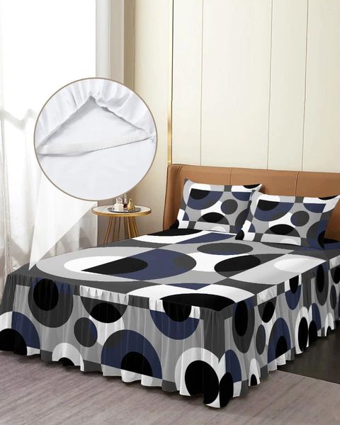 Юбка-кровать с геометрическим рисунком темно-серого цвета, эластичное покрывало с наволочками, защитный чехол для матраса, комплект постельного белья, простыня