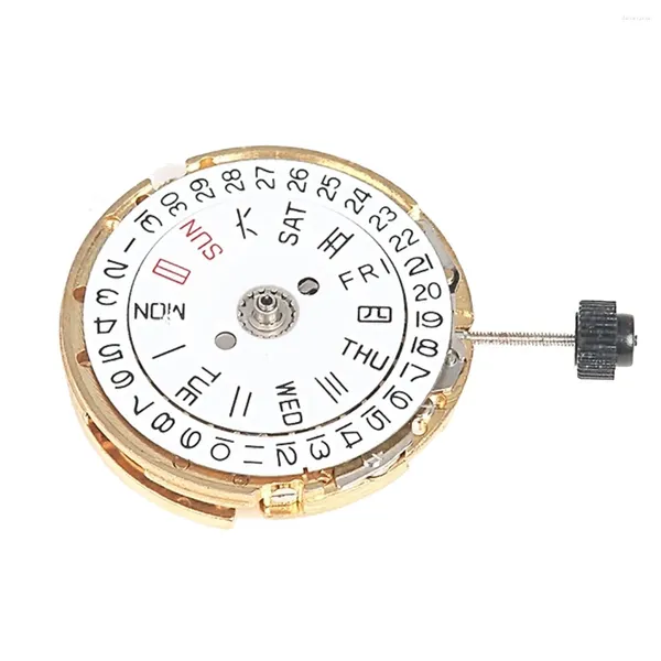 Kit di riparazione dell'orologio Movimento Doppia corona con calendario a 3 meccaniche per parti MIYOTA 8205 (oro)