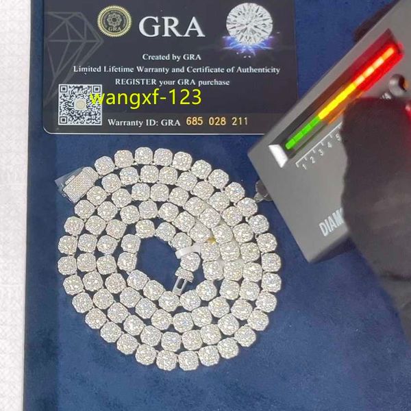 Ожерелья-теннисные цепочки с муассанитом, 6 мм, ювелирные изделия на заказ, 100% пройденный тест на бриллианты
