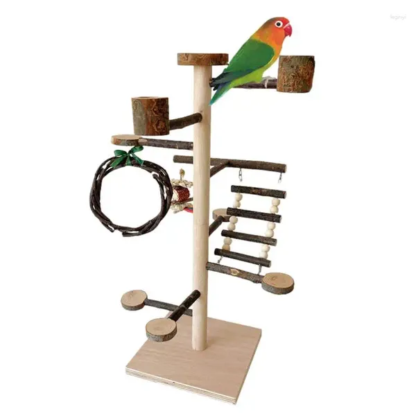 Diğer Kuş Malzemeleri Oyun Alanı Parrot Oyun Stand Sağlam Ahşap Eğitim Squirrels Cockatiel Parakeets Kafes Aksesuarları için Salıncak