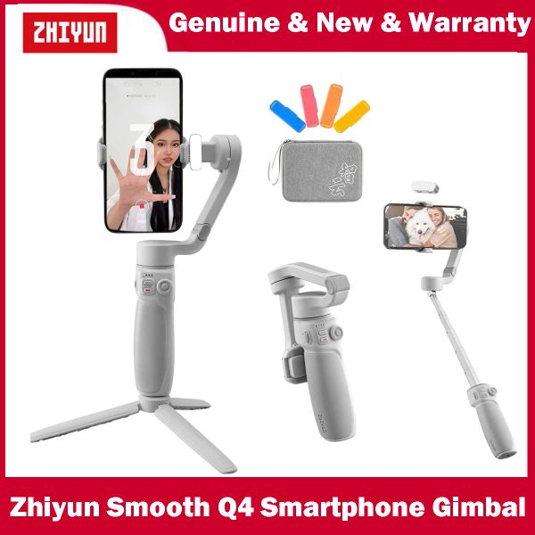 Teste ZHIYUN Smooth Q4 Stabilizzatore cardanico per smartphone a 3 assi per Android iPhone Asta di prolunga incorporata Pieghevole Vlogging TikTok YouTube