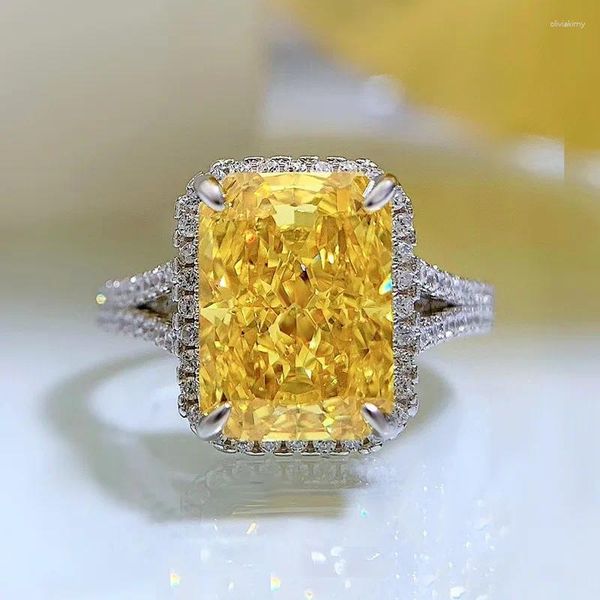 Küme halkaları çiçek kesim 5ct topaz elmas yüzük gerçek 925 sterling gümüş partisi alyans kadınlar için gelin vaat mücevher hediyesi