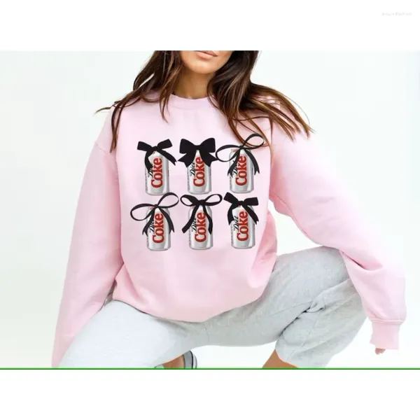 Felpe con cappuccio da donna Vestiti Kawaii Diet Coke Felpa Coquette Fiocco in nastro Camicia Dollette Trashy Y2K Estetica carina Trendy Preppy Pullover