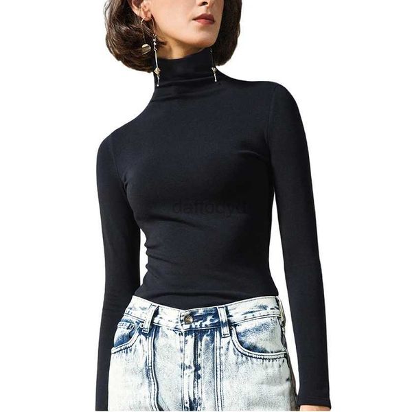 Camiseta feminina de algodão puro com mangas compridas feminina completa combinando primavera/verão básico feminino topo 240322