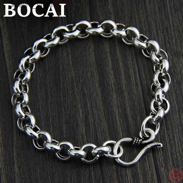 Charm Bilezikler Bocai S925 STERLING Gümüş Cazibe Basit Moda S-Buckle O-Zincir Saf Argentum El Stre Takı Erkekler ve Kadınlar İçin L240322