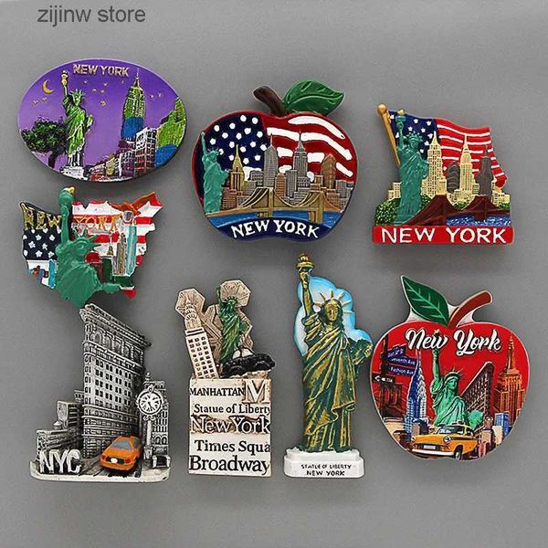 Imãs de geladeira As Administrações de Turismo dos EUA Estátua da Liberdade de Nova York Atlantic City Times Square Nova York Adesivo magnético para geladeira Y2403