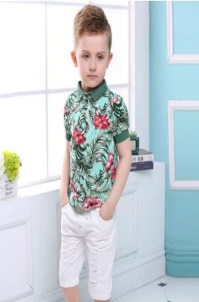 Kinderkleidung Aktive Jungen-Sets Sommer Kurzarm Blumenhemden Shorts Gürtel Anzüge Hosen 3-teilige Kleidung Kinder 20197086494