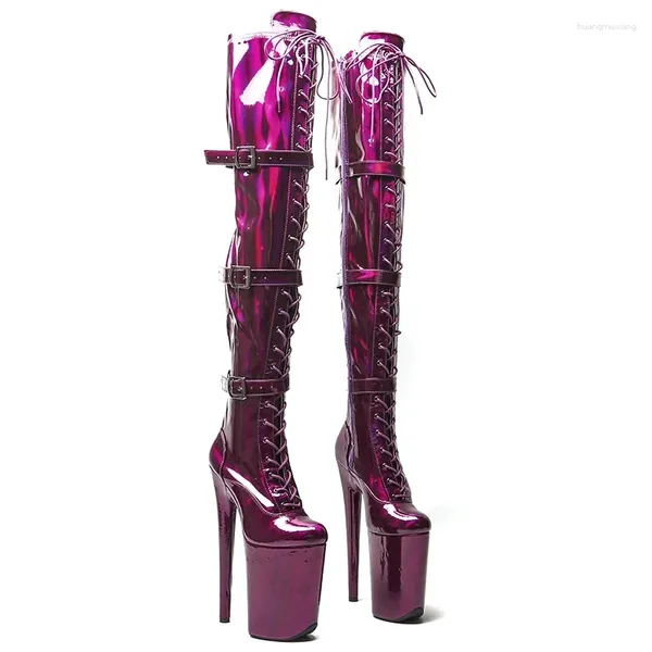 Tanzschuhe LAIJIANJINXIA 23 cm/9 Zoll glänzendes Material PU Fashion Lady High Heel Plattform Pole Stiefel