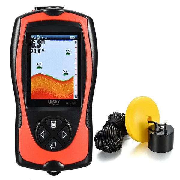 LUCKY 08-1CT Fish Finder portatile 100M Profondità Allarme pesce Rilevatore di pesci cablato TFT da 2,4 pollici LCD a colori Fishfinder Localizzatore di pesci 240320