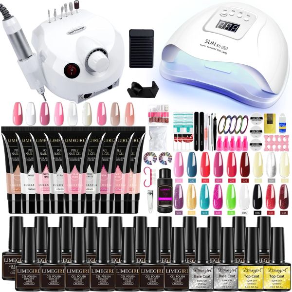 Conjunto de unhas de ferramenta para extensões de unhas de construção rápida de gel de UV com 54w Lâmpada UV Acrílica Extensão de Gel Poliship de unha Kit de unhas elétricas