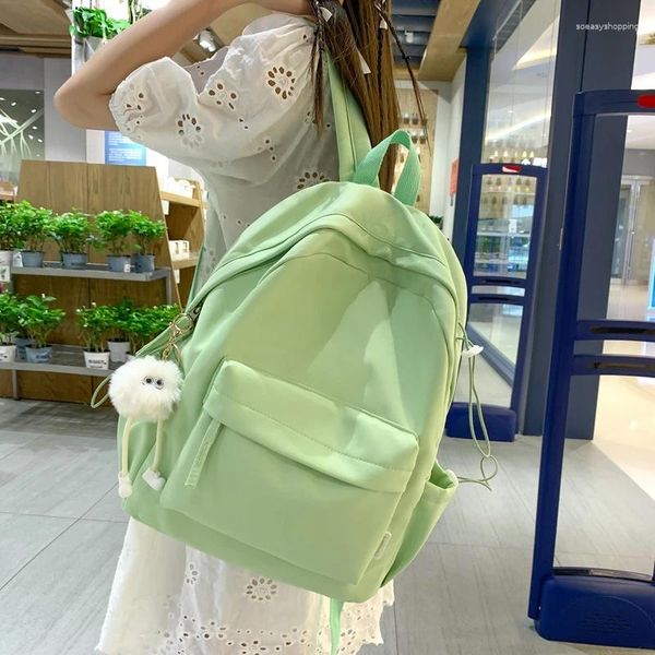 Rucksack Einfarbig Cool Girl Junge Nylon Schule Tasche Frauen Mode Laptop Wasserdicht College Kawaii Weibliche Reise Buch 2024