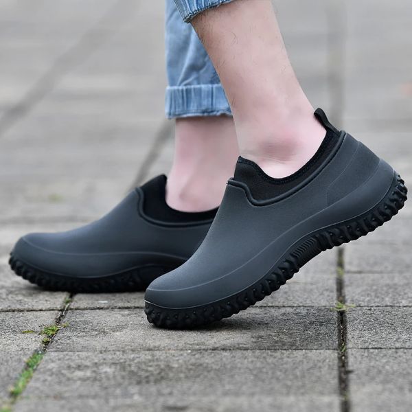 Schuhe Regenschuhe Küchenschuhe Männer Krankenschwester wasserdichtes Öldach Nonslip Loafer Winter Plüsch warme Frauen elastischer Gummi -Schlupf auf Größe 4048