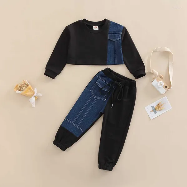 Kleidungssets Kleinkind Baby Junge Mädchen Oberbekleidung Frühling Herbst Casual Denim Langarm Sweatshirt Hosen Set Kinder Mode Kleidung