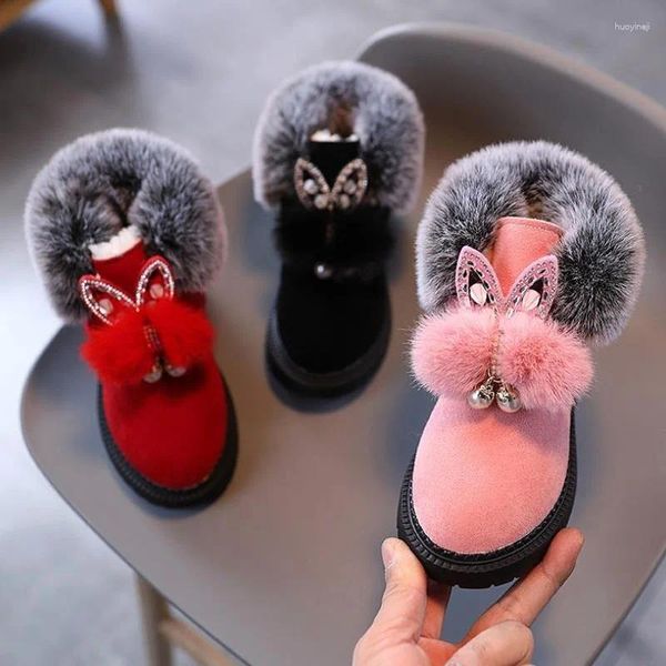 Сапоги, коллекция 2024 года, детская зимняя обувь для маленьких девочек для мальчиков, студенческая обувь с мягкой подошвой на меху, зимняя детская кожаная плюшевая обувь