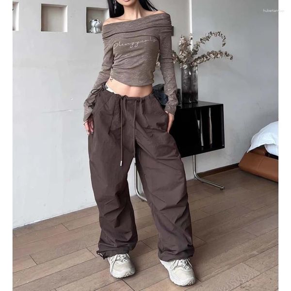 Pantaloni da donna American Retro Women Y2k Street Pantaloni sportivi Hip Hop Paracadutista Pantaloni oversize Vibe Dance Jazz Long Baggy Cargo