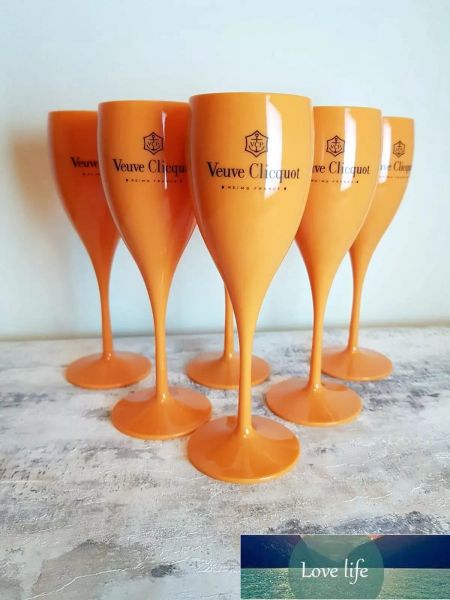 6 bicchieri da vino Veuve Clicquot in plastica acrilica, flute arancioni, champagne, 180 ml